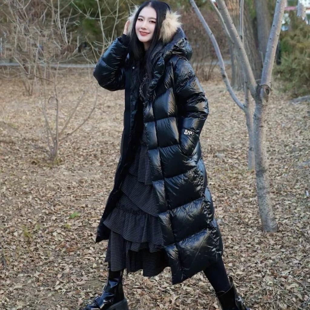 Popular direct supply long goose down jacket couple black new couple leave-in down jacket winter warm thickened jacket
