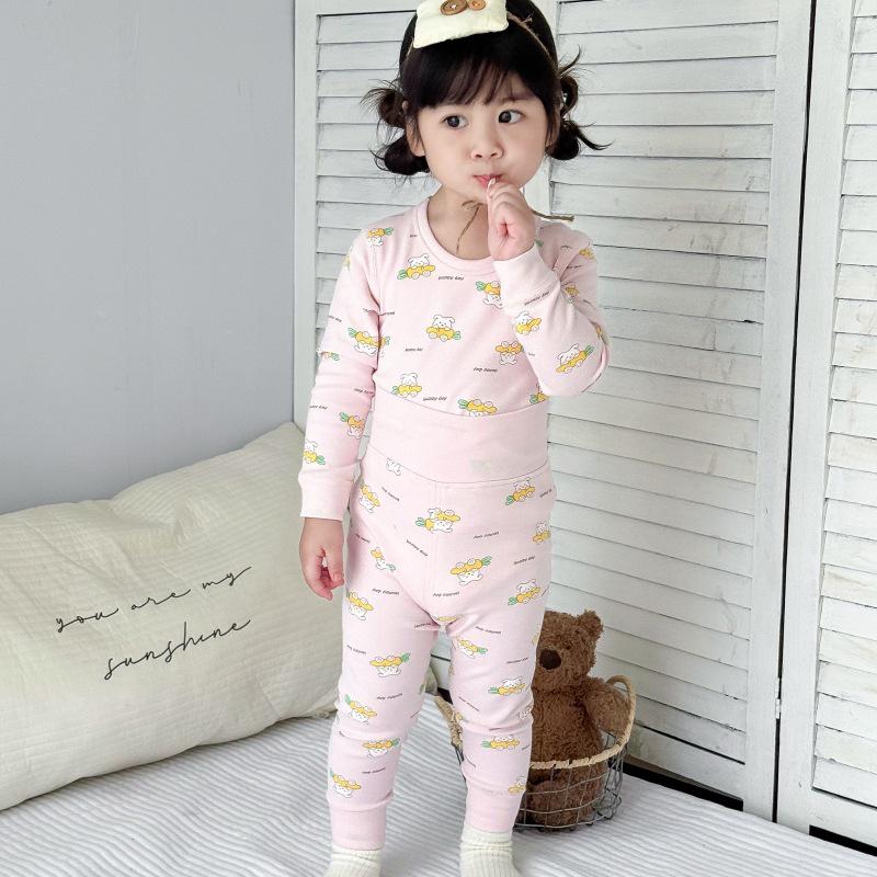 25 Style Baby High-Waisted Cotton Underwear Set for Boys & Girls - Belly Protection, Seamless, Warm Autumn/Winter Homewear