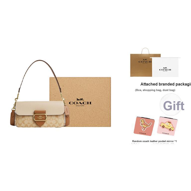 Coach Morgan 27 Farbblock Signature Beschichtetes Canvas und Kalbsleder Tote Schultertasche Groß Damen Handtaschen Hell-Khaki CR332-IMWQ4