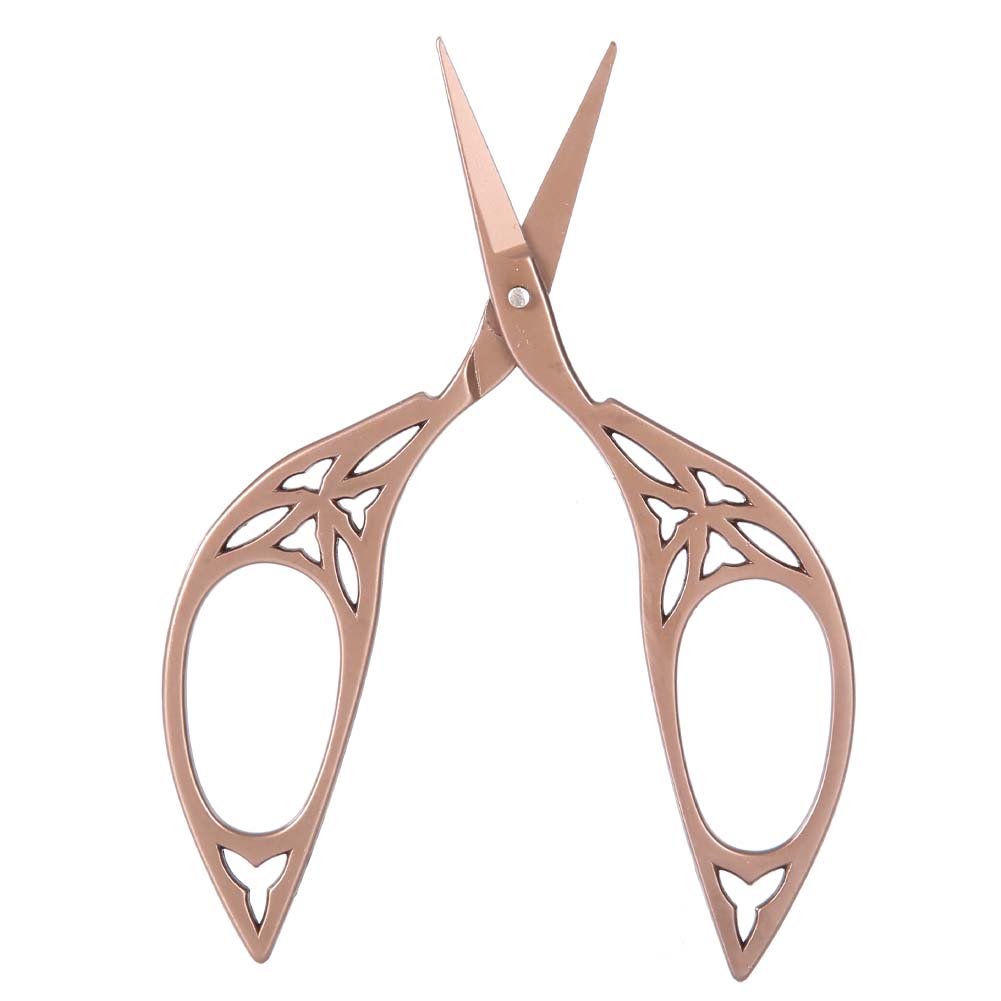 Vintage Creative Leaf Design Scissors Stainless Steel Household Needlework Scissors (Tawny)