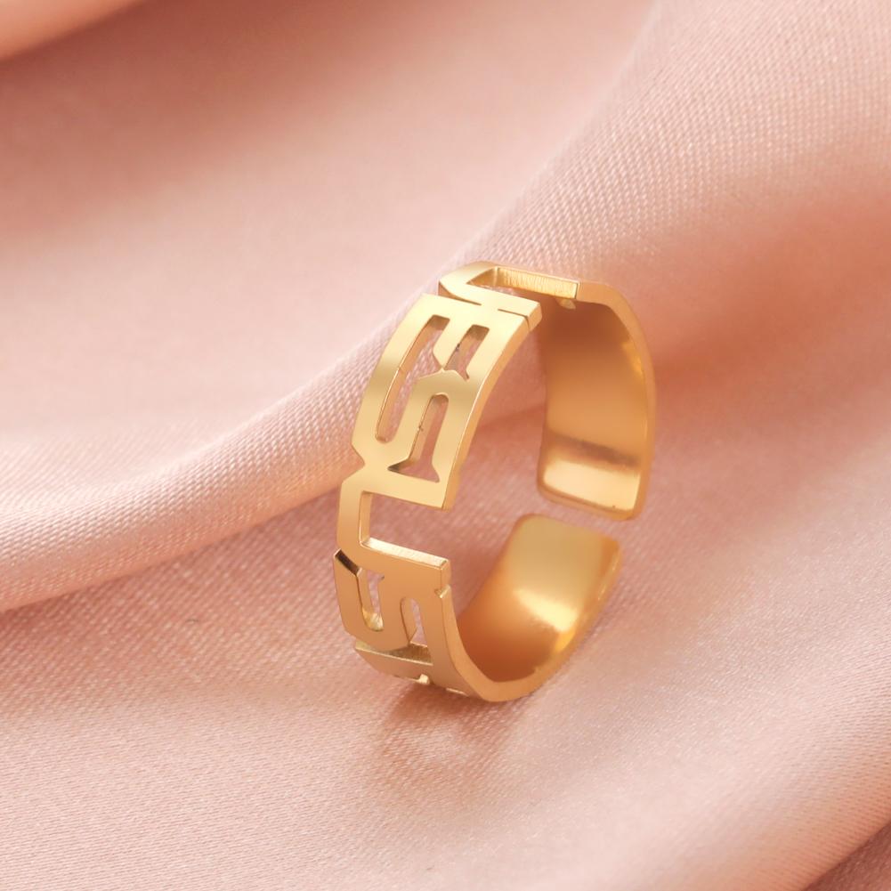 Teamer Cross Jesus Stainless Steel Open Adjustable Ring for Women Men Christian Religious Amulet Jewelry Gift for Family Friend