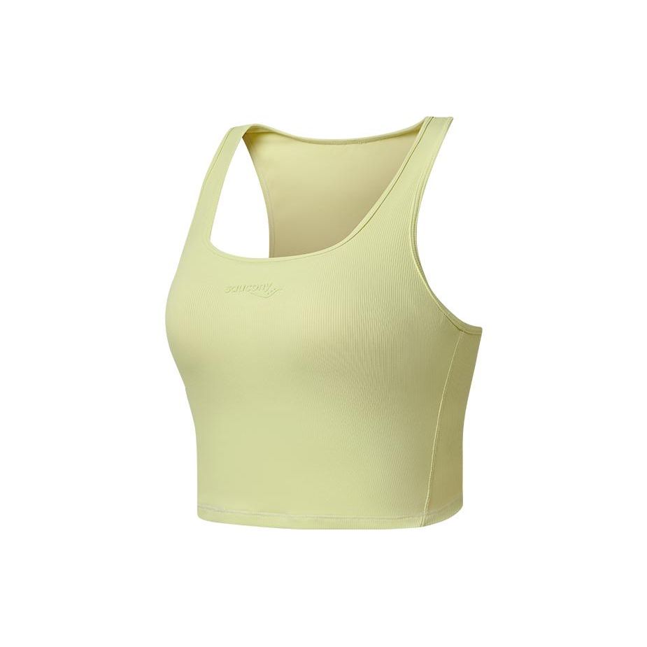 Saucony Solid Color Tight Running Sports Tank Top Women tops Soft-Yellow SC1230004DY-YL08