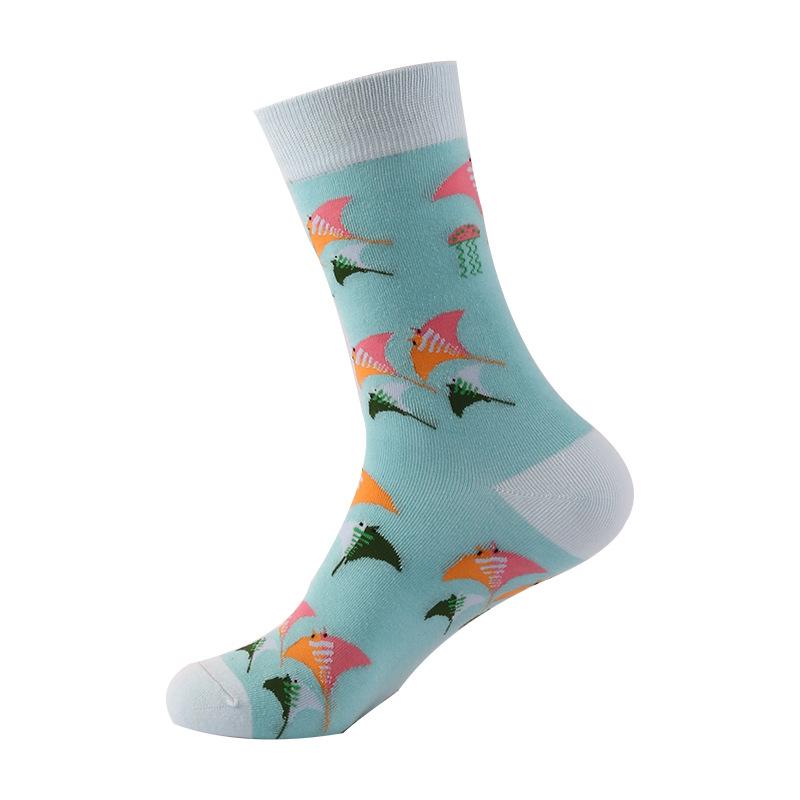Funny Women Socks Cozy Cotton Socks Originality Seafood Animal Returnee Jellyfish Grouper Happy Male Japanese Harajuku Socks
