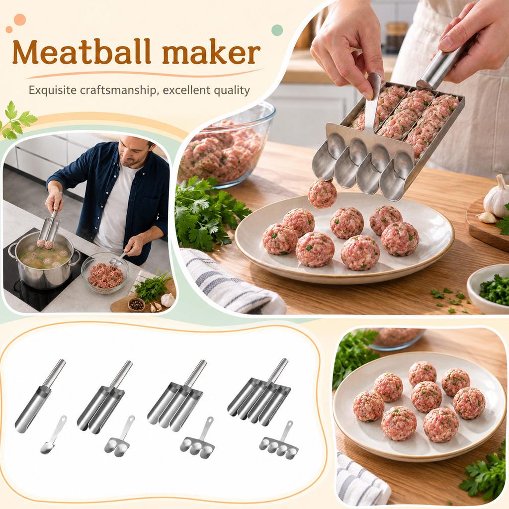 Edelstahl-Fleischbällchenformer für hausgemachte Fleischbällchen, Küchen-Fleischbällchenformer und Presswerkzeug zum Kochen