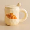 Cute Milk Fufu Cup Bread With Lid Spoon Wind Girls Ceramic Coffee Breakfast Cup Office