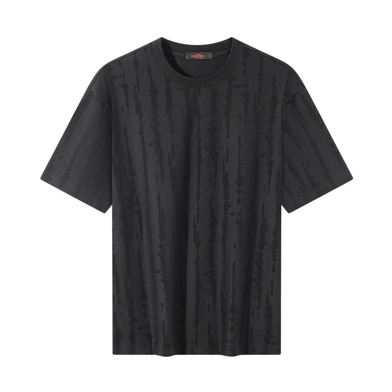 Seven Herren Kurzarm-T-Shirt aus atmungsaktiver Baumwolle mit Struktur aus Xinjiang