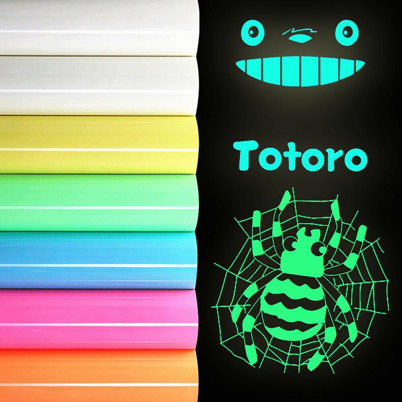5pcs Bundle Heat Transfer Vinyl Film Glow in Dark Iron on Tshirt PU HTV Luminous Fluorescent Color For Clothes Chrimas Decor
