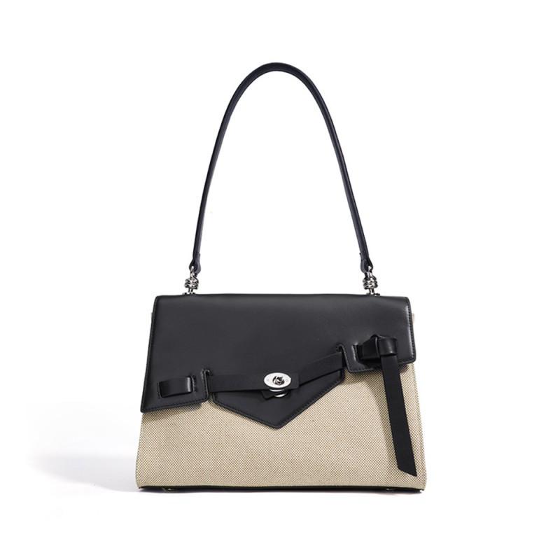/ Versatile Fashion Square Bag Casual Postman Women s Genuine Leather Shoulder Trendy Underarm 30x13x21cm чёрный