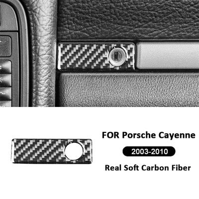 Carbon Fiber Car Co-Pilot Storage Box Key Lock Trim Frame Decoration Sticker For Porsche Cayenne 2003-2010 Interior Accessories