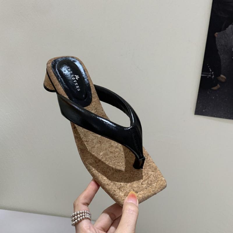 Fashion Bailamos Summer Brand New Women Slipper Low Heel Flip Flops Slip On Beach Slides Square To Dress Shoes Soft Sandals Mujer
