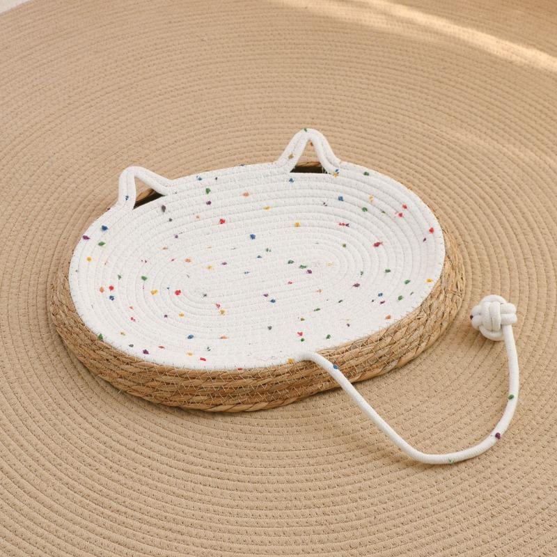 Cat‑Ear Woven Cotton Rope Cat Bed Summer Cooling Mat With Toy Wear‑resistant Sleeping Nest For Cats