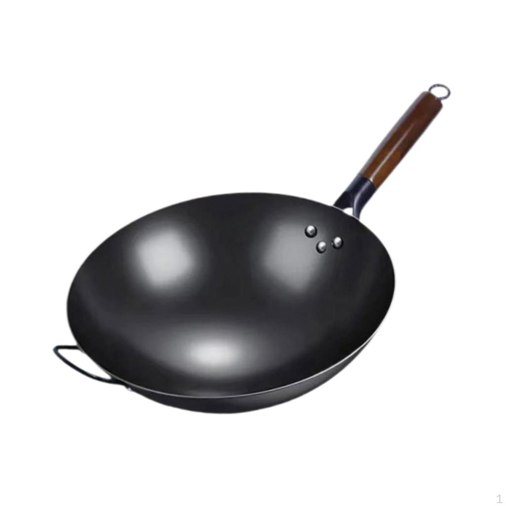 Non-Stick Wok Pan Traditional Cooking with Wooden Handle Kettle Pots Universal Gas Cookware