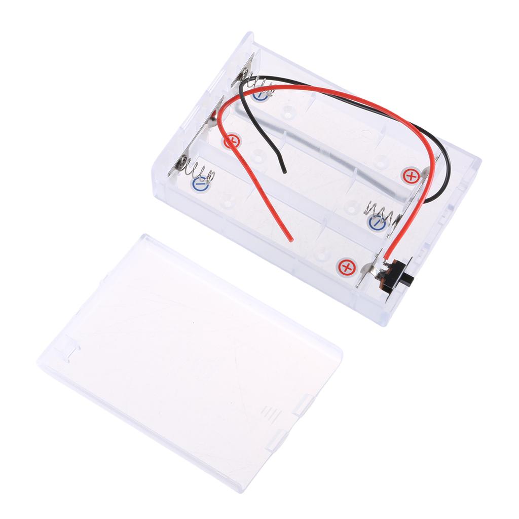21700 Battery Holder Case With Switching 3 Slot Transparent Container For 3x21700 Batteries Nickel Plated Contacts