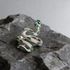 Snake Shaped Open Ring For Women Men Vintage Green Enamel Zircon Irregular Adjustable Finger Rings Jewelry