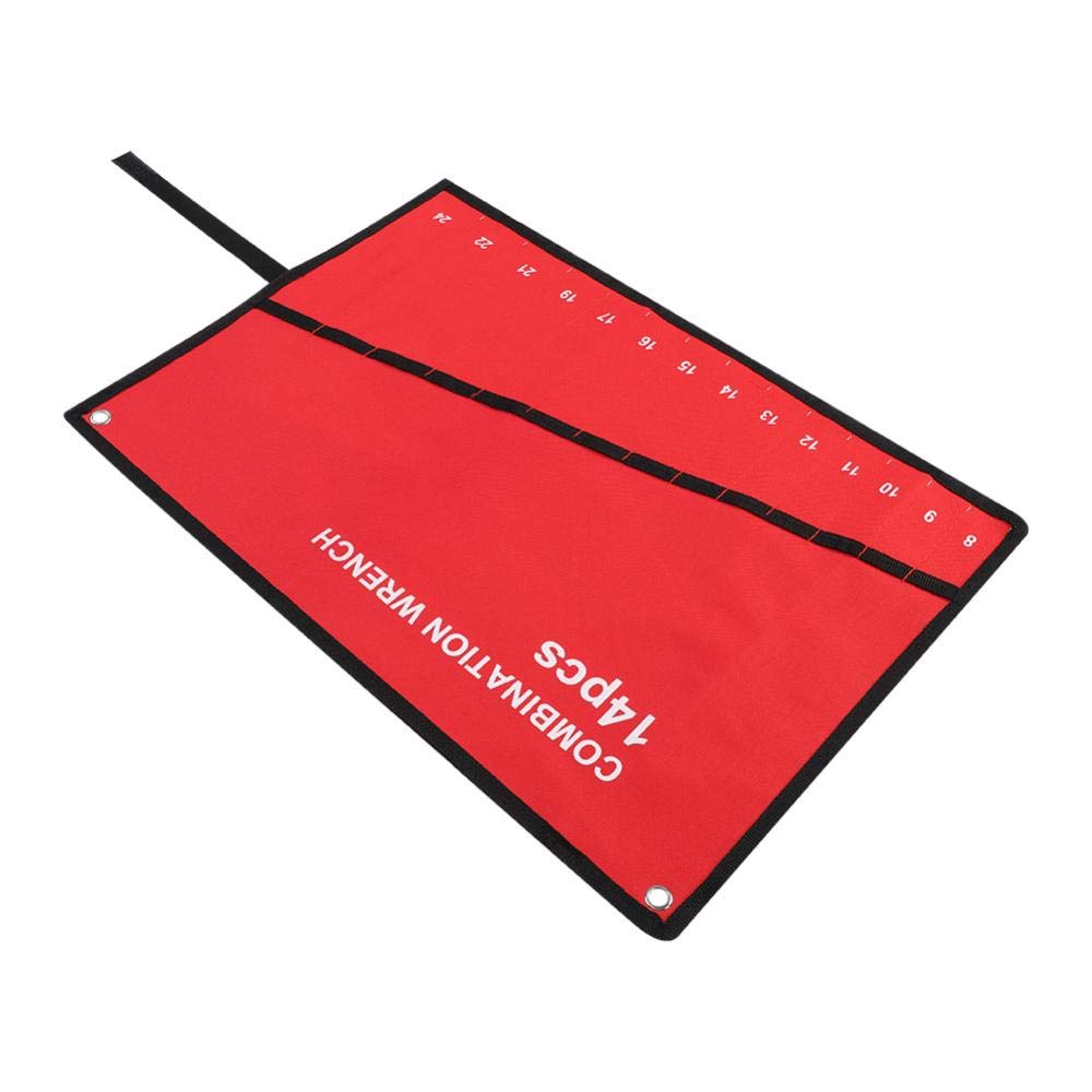 TOPINCN Tool Bag with Wrench Tool Storage Bag with and Wrench Canvas Organizer Roll-Up Holder, Multi-Pocket Roll-Up Spanner, Pliers, Holders, (14