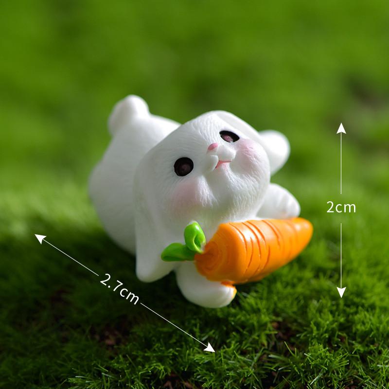 Resin Rabbit White Figurines Toy Model Desktop Car Decoration Accessories Gift