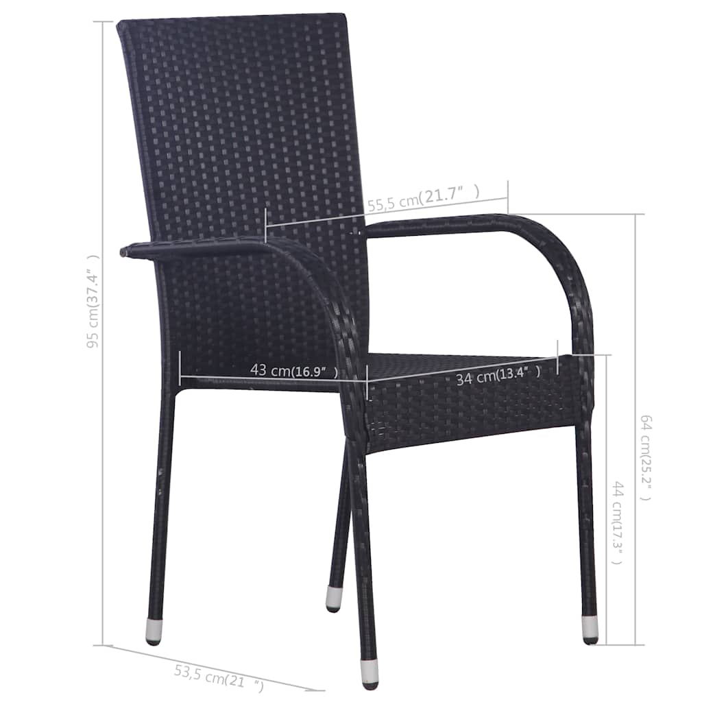 3 Piece Outdoor Dining Set Black