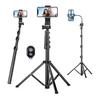 Smartphone Tripod, Maximum Height 210cm, 2 In 1 Selfie Stick Tripod, 450g, Lightweight, Aluminum Alloy, 4 Levels of Telescoping, 360 Angle