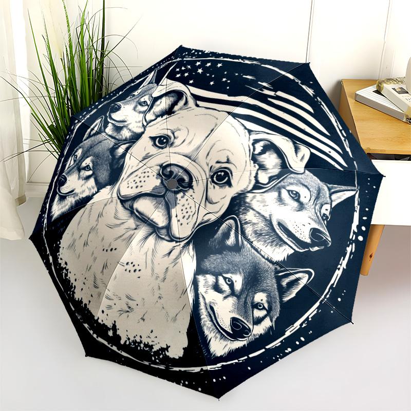 Bulldog  pattern, automatic folding umbrella, portable and foldable design, 8 ribs, a Christmas or birthday gift.