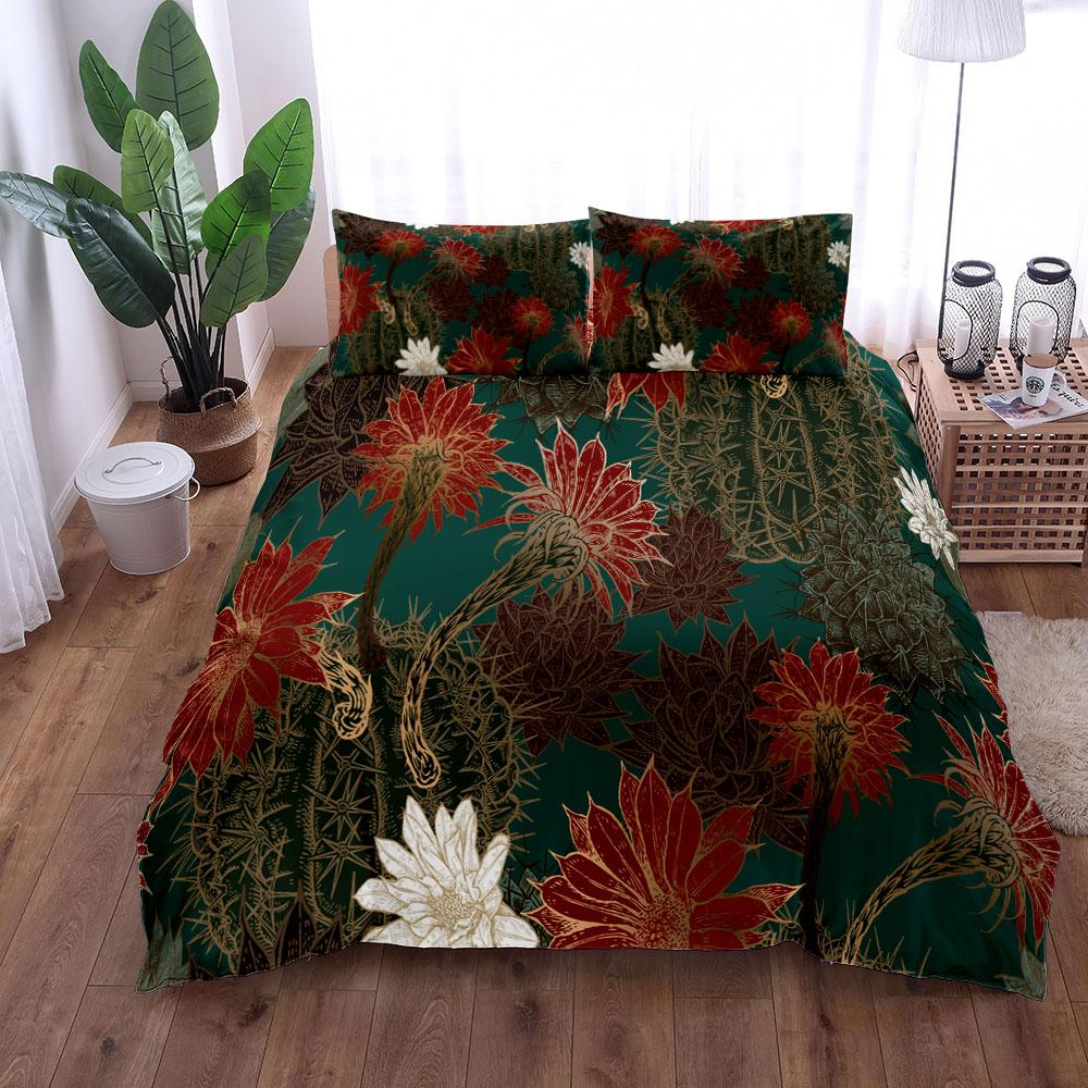 

Комплект постельного белья с цветущими кактусами King Queen Double Full Twin Single Size Boys EU single(135x200cm)