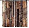 Rustic Vintage Wood Plank Blackout Curtain 2 Panels Aged Rough Wooden Board Texture Print Window Drape Warm Cabin Living Room