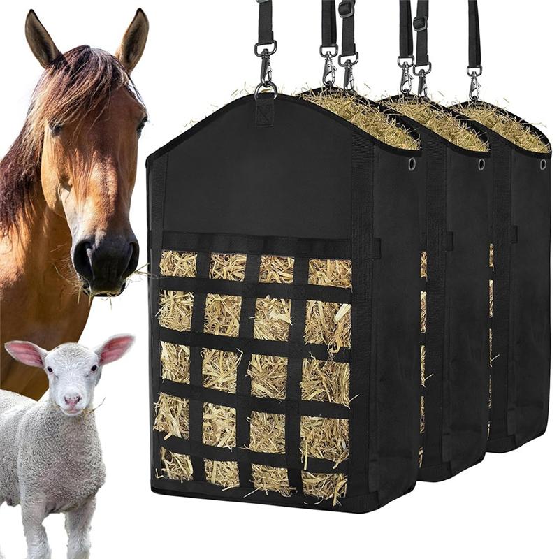 Premium Oxford For Goats, Sheep, Donkey, For Horses 3Pcs Hay Bags With Front Hay Nets- Slow Feed