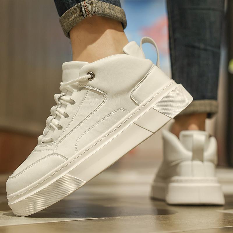 Fashion White men's thick sole board shoes Trendy minimalist design style Leisure Outdoor Fashion Party Daily youth casual shoes