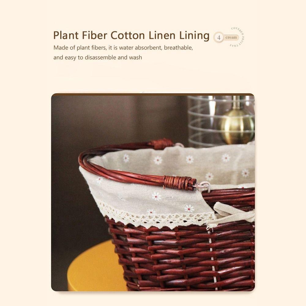 Multoclor Wicker Picnic Basket with Handle Weaving Design Wicker Woven Basket Handicraft Large Capacity Hand Basket Fruit