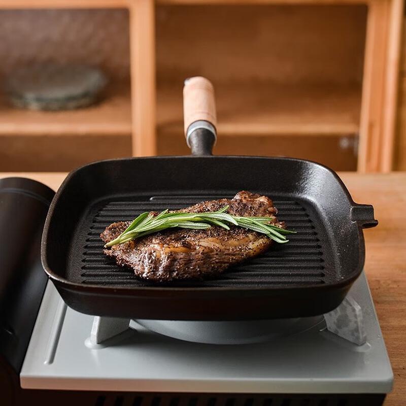 Mr. Jian 22cm Carbon Steel Striped Steak Frying Pan