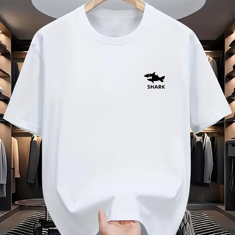 

Minimal Shark Graphic T-Shirt,Lightweight Summer T-Shirt Breathable Cool, Comfortable Wear XXL белый