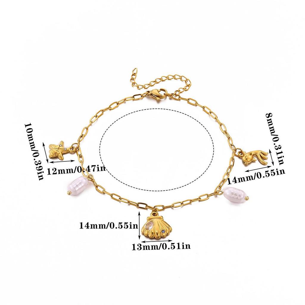 2024 Yaz Plaj Stili Deniz Yıldızı ve Deniz Kabuğu Paslanmaz Çelik Kolye