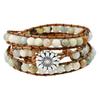 Natürlicher Stein Handgewebtes Armband Damen Bohemian Mehrschichtiges Wickel-Handseil Tigerauge Stein Armband.