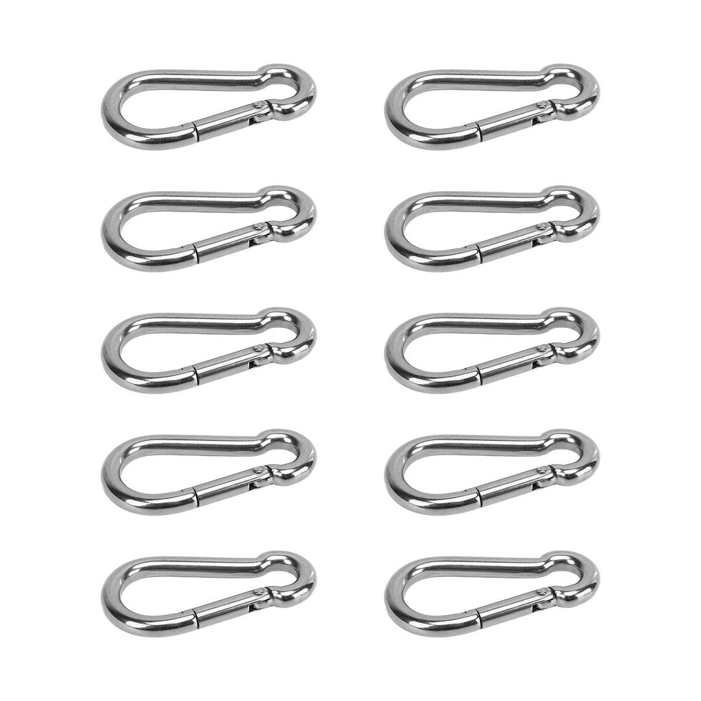 10Pcs Carabiner Clip Spring Snap Hook Stainless Steel Safety Buckle Lock for Hiking
