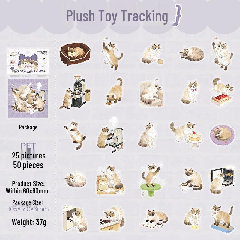 Moe Cat Adventure: Kawaii Ketchup Girl PET Sticker Pack for Journals and DIY Decor