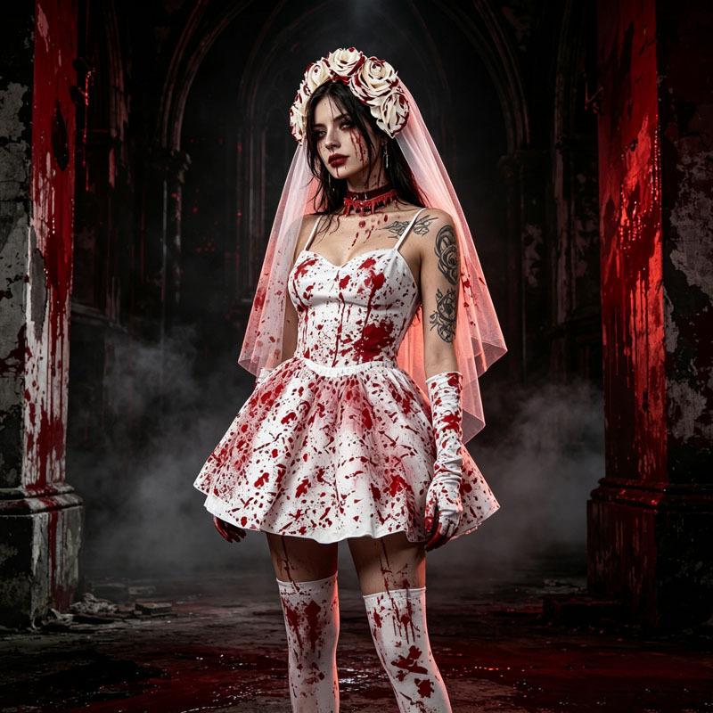 Bloody Butcher Apron Set, Terrifying Blood Splash Prop, Adult Horror Theme Party, Role Playing Dress Up Stage Performance Halloween Accessory Set