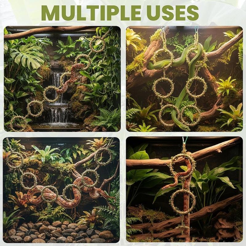 Snake Toy 38.4In Long Handwoven Twine Rope Rings Climbing Toy For Bird Cage Feeding Box Pet Terrarium Decoration