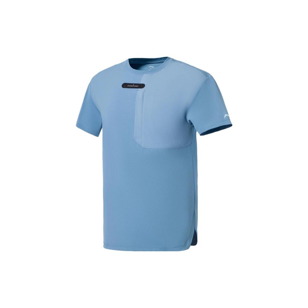 Li Ning Fitness Series Color Block Loose Short Sleeve T-Shirt Unisex Tops Indigo-Blue ATSS043-3