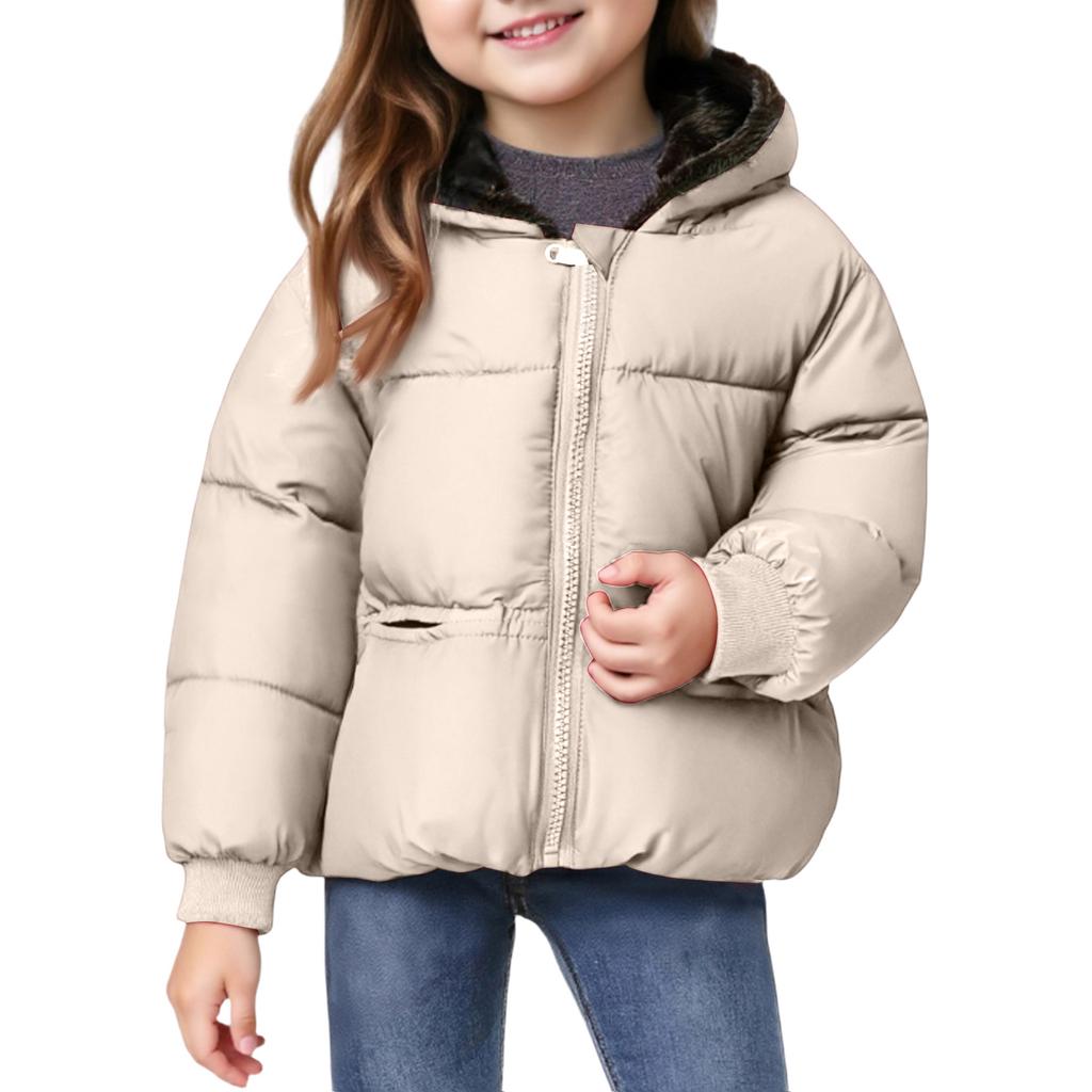 Kids' Pocket Coat - Solid Color Short Cotton Jacket