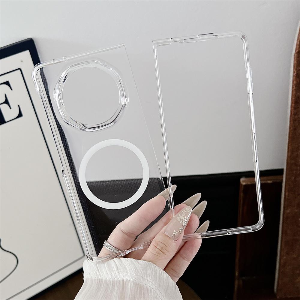 Transparent MagSafe Phone Case For Honor Magic V3 Magnetic Wireless Charging Protective PC Hard Shell Back Cover