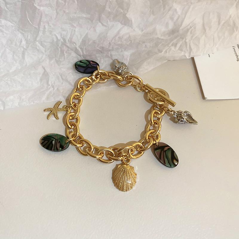 GemChic Women's Retro Alloy Conch Starfish Pendant Chain Bracelet Classical Ethnic Birthday Christmas Jewelry Gift