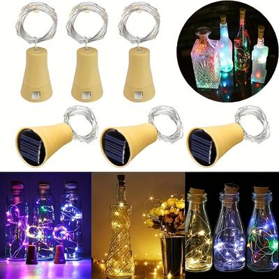 6er-Pack Solarbetriebene Weinflaschenlichter 20 LEDs Wasserdichter Kupferdraht Korken Solarleuchte für Hochzeit Weihnachten Outdoor Garten Dekoration