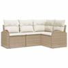 Garden Sofa Set with Cushions 4 Pcs Beige and White Poly Rattan