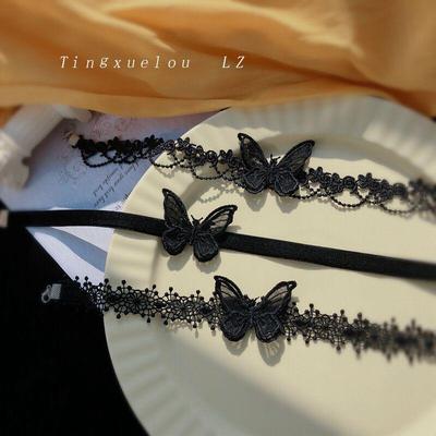 Black 3D Butterfly Lace Choker Necklace - Handmade Jewelry