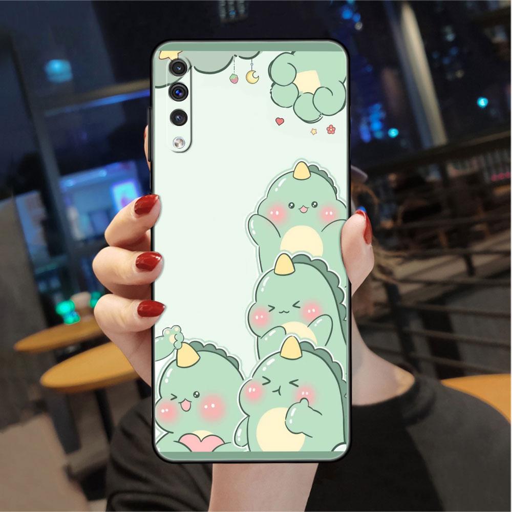 Dinosaur Cartoon Case For Samsung Galaxy A50 A70 M52 A30 A20s A20e A10 A40 A10s M51 M31 M30s M13 5G Black Phone Cover