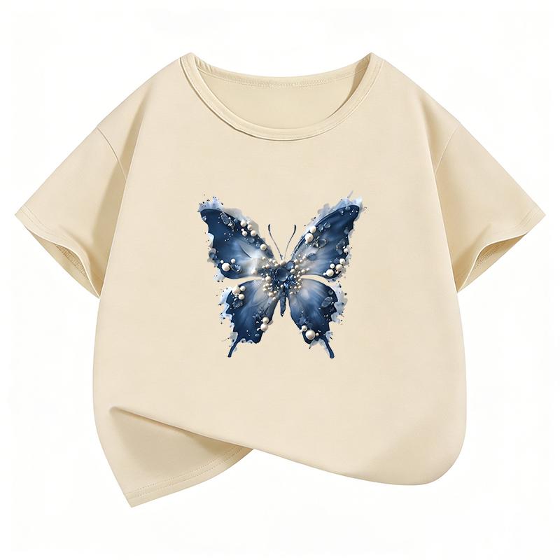 Graphic Vintage Butterfly Tshirt Funny Retro Kids Childrens Boys Girls Casual Top Tee Summer Spring T Shirts