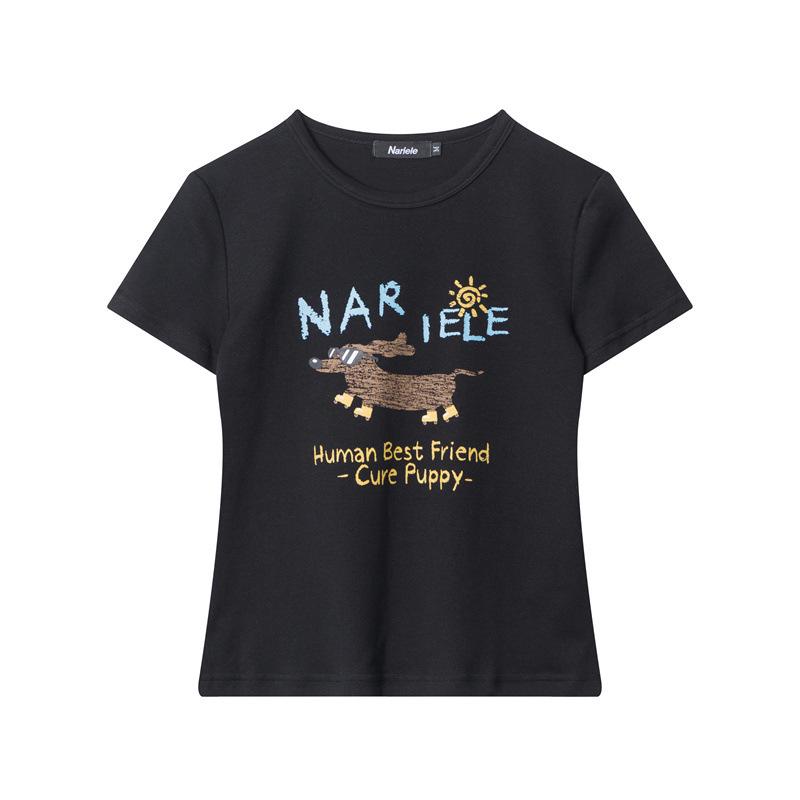 

HEYHENRY 2025 Женская летняя футболка с мультяшным принтом, облегающего кроя Small