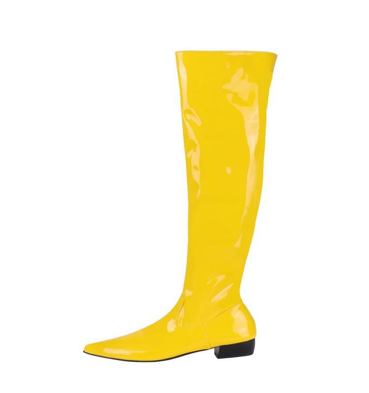 Autumn and Winter New Versatile Knee Boots Women's Low-heeled Waterproof Table Knight Boots Candy Green Bare Boots Large Size