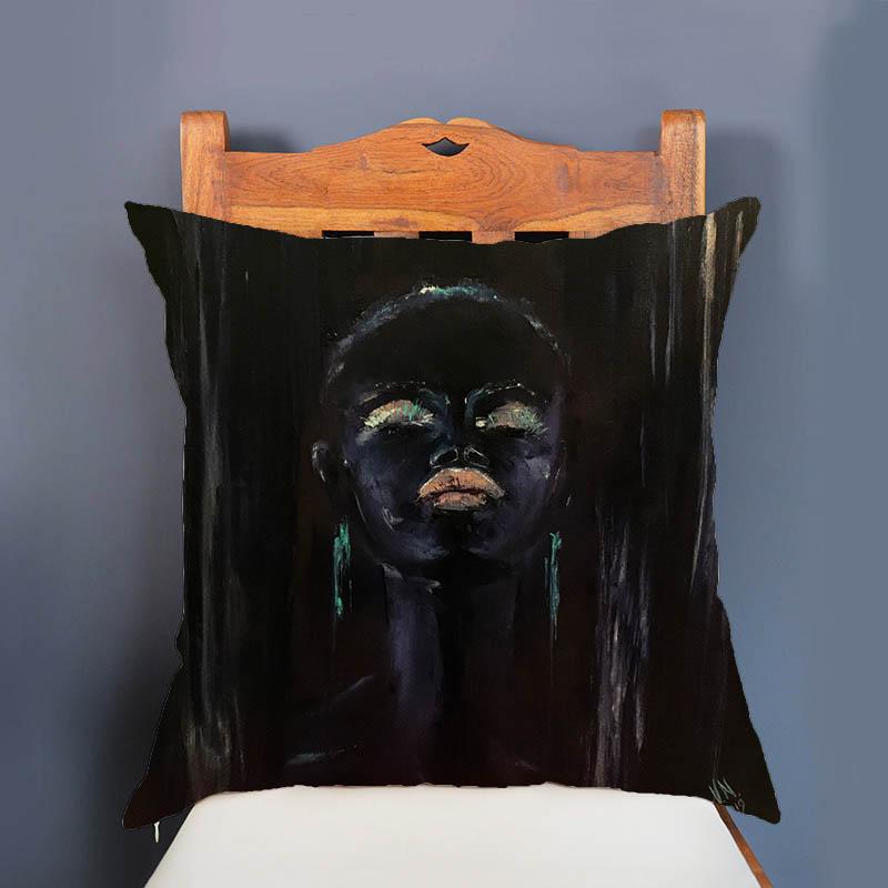 Elegant Aestheticism Black African Girl Woman Abstract Oil Painting Home Decoration Art Sofa Pillow Case Linen Car Cushion Cover