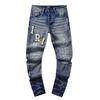Moda Americana High Street Buco & Patch Trendy Retro Pantaloni Denim Dritti ami