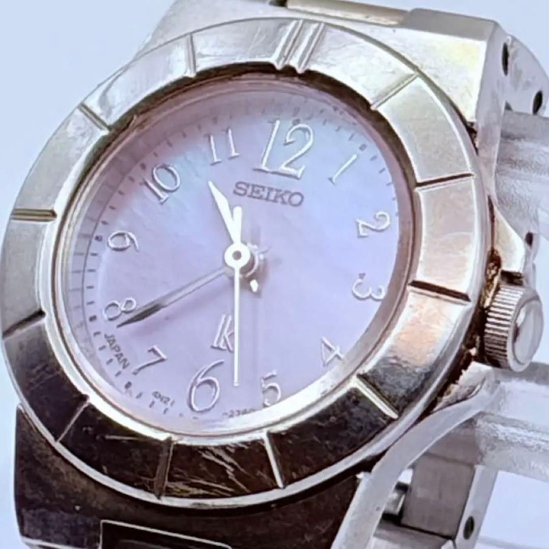 Used New battery SEIKO LUKIA quartz watch shell dial ladies purple SEIKO LUKIA